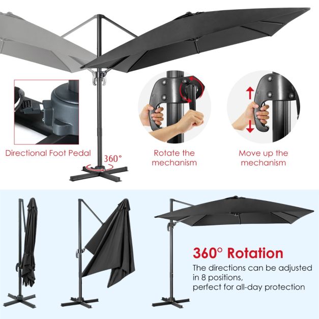Coast Floating Parasol Schwarz - 300 x 300 cm - 360° dreh- und schwenkbar