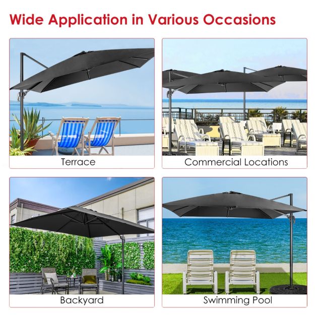 Coast Floating Parasol Schwarz - 300 x 300 cm - 360° dreh- und schwenkbar