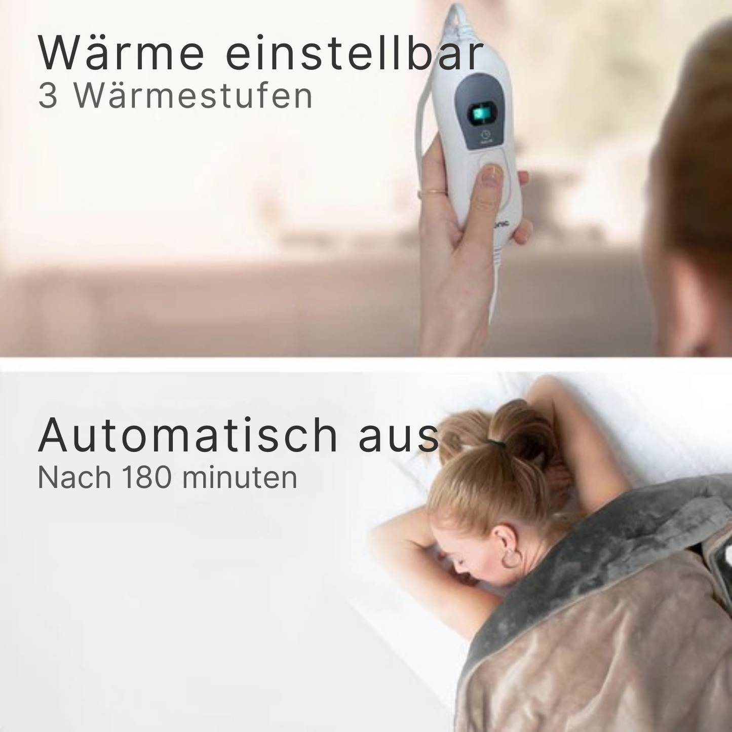 Auronic - Elektrische Heizdecke - 3 Stufen - mit Timer - 160 x 120cm - Grau/Beige