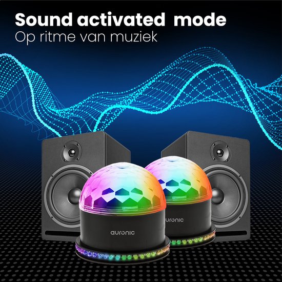 Auronic Rotierende Discolampe - Duo Pack - Discokugel - LED - Discolicht - Ferngesteuert und musikgesteuert - Kinder/Erwachsene