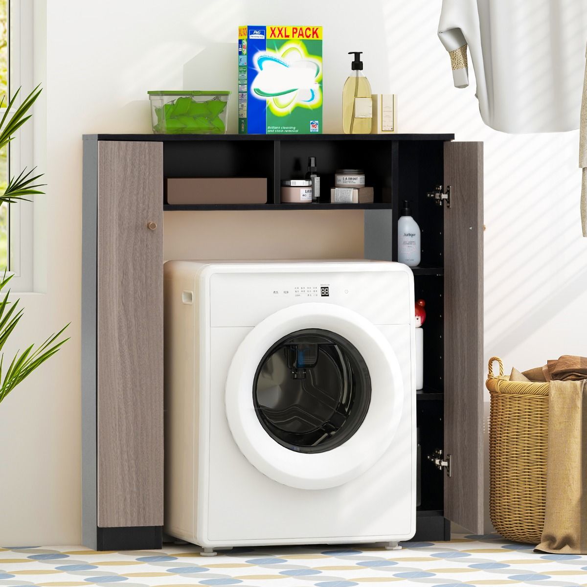 Coast Badezimmerschrank über der Toilette – Doppeltür – verstellbare Einlegeböden – schwarz