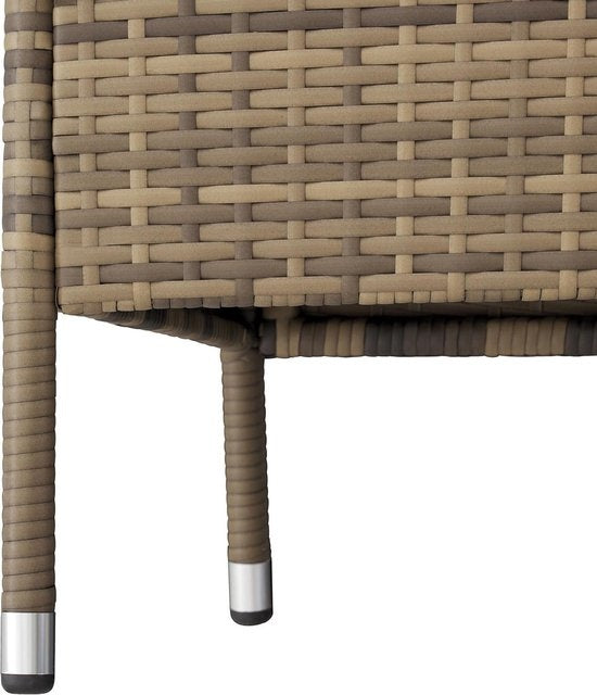 tectake - Geflecht-Gartenbank mit Tisch, 2-Sitzer-Bank, 131 x 61 x 82 cm, Gartenbank für Balkon und Terrasse, Gartenbank inklusive Sitzkissen - natur