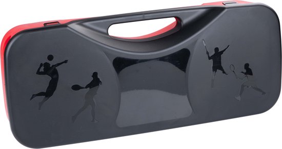 Donnay Badminton Set - 2 Personen - Badmintonschläger - Schläger - Badmintonnetz - Inkl. Reisekoffer - Schwarz/Rot