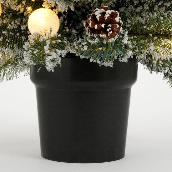 Black Box Trees Kaprun Weihnachtsbaum im Topf – Grün, Frosted Silber, Warmweiß – batteriebetrieben und mit Timer-Funktion – Höhe 90 cm