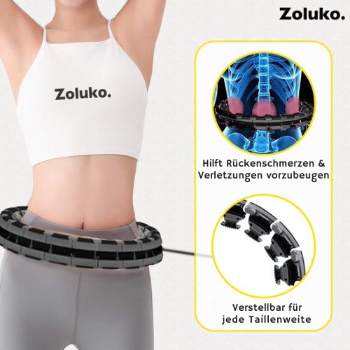Zoluko Hula Hoop XXL - Inkl. E-Book - Fitness - Mit Gewicht - 130 cm Umfang - Schwarz