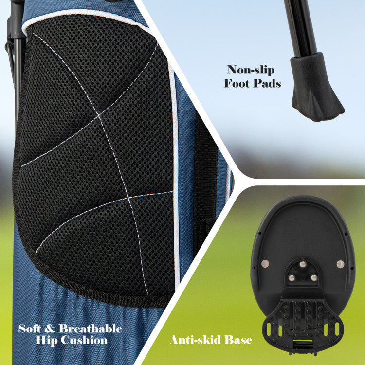 Coast Golf Stand Cart Bag - 4-fach unterteilt - Leichtgewicht mit 4 Staufächern - Inklusive Regenschutz - Griffe und doppelter Schultergurt - Maße: 36 x 32 x 112 cm - Farbe: Schwarz