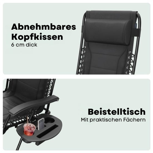 LifeGoods Liegestühle Komfort - klappbar - 30°-90° verstellbar - Schwarz