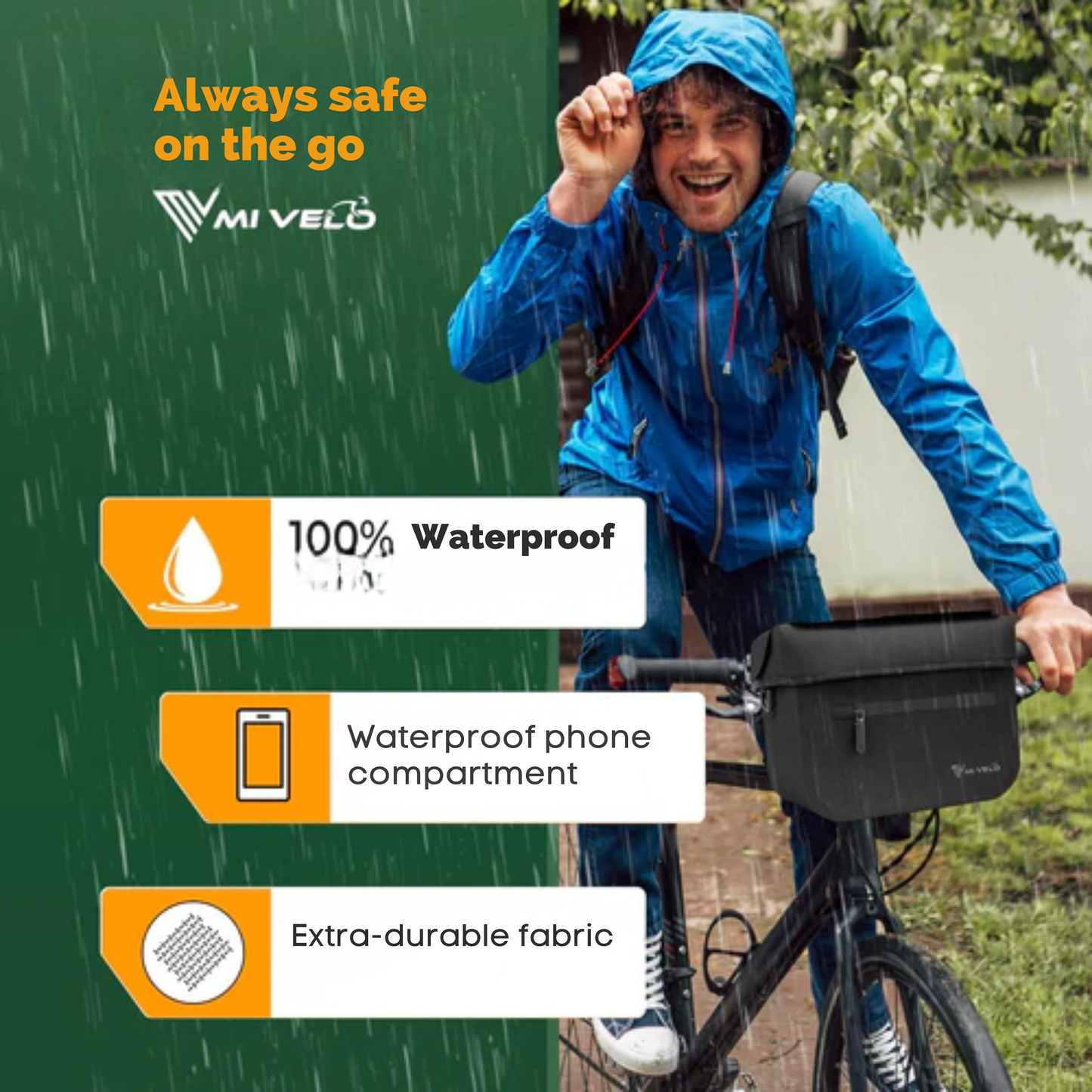 MIVELO Lenker Fahrradtasche OSKAR - 6L - Isoliert - Wasserabweisend - Handytasche - Schwarz