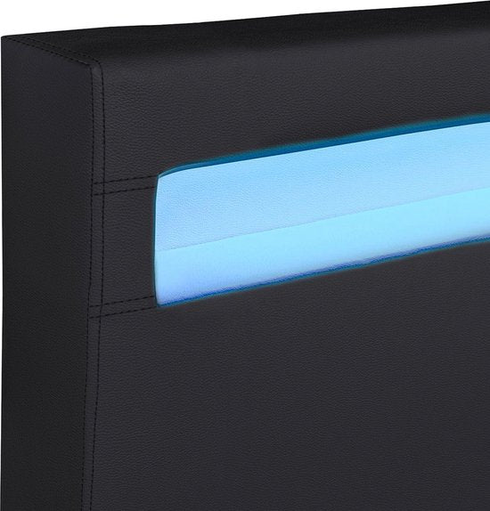 Polsterbett Paris - 140 x 200 cm - Schwarz - LED-Beleuchtung