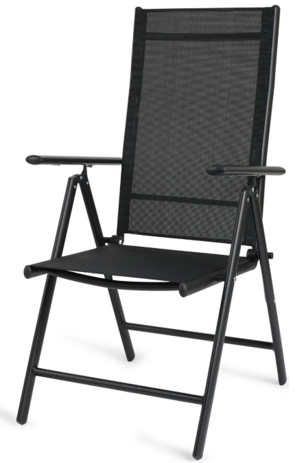 Lifa Garden 2er-Set Aluminium-Gartenstühle - Verstellbar - max 120 kg - 69 x 56 x 106 cm - Schwarz