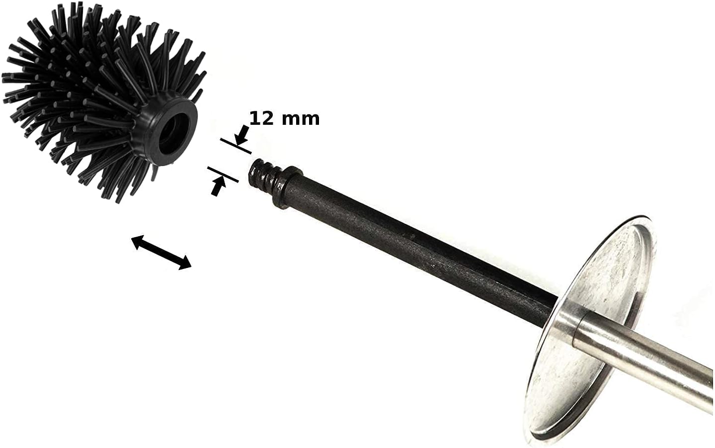 Badiona 2er-Set Toilettenbürstenköpfe aus Silikon - 8 cm - 12 mm Gewinde - Schwarz