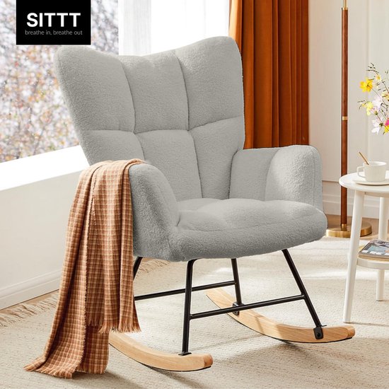 SITTT Schaukelstuhl - Entspannungssessel für das Babyzimmer - Sessel - Fütterungsstuhl - Hellgrau