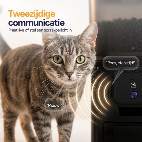 Viervoeter Feed Pro – Automatischer Futterspender 6 l – HD-Kamera & Audio – Für Katzen und Hunde – Futterspender mit App – Schwarz