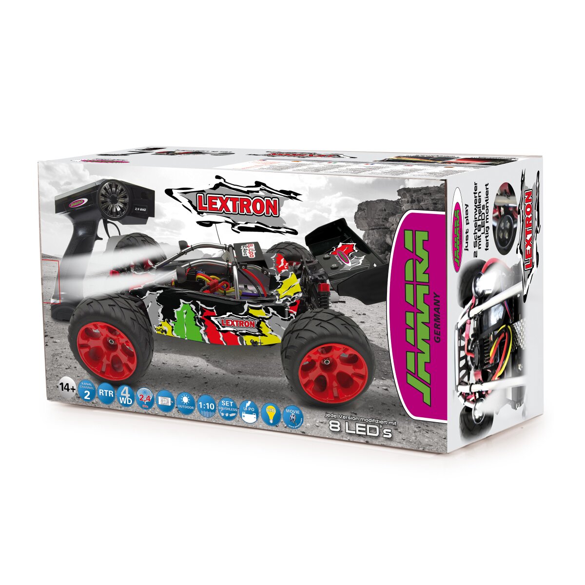 Jamara Lextron Desert Buggy - RC Auto 1:10 - 4WD - 35 km/h - 2,4 GHz - LED - Grau