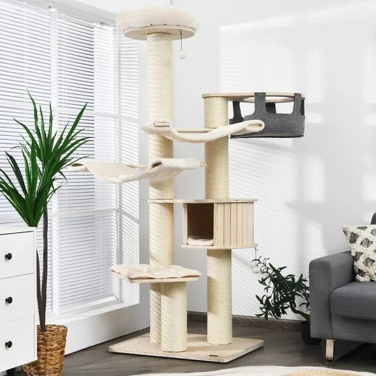 Coast Kratzbaum - Kratzbaum - Max 15 Kg - 75 x 56 x 197 cm - Beige