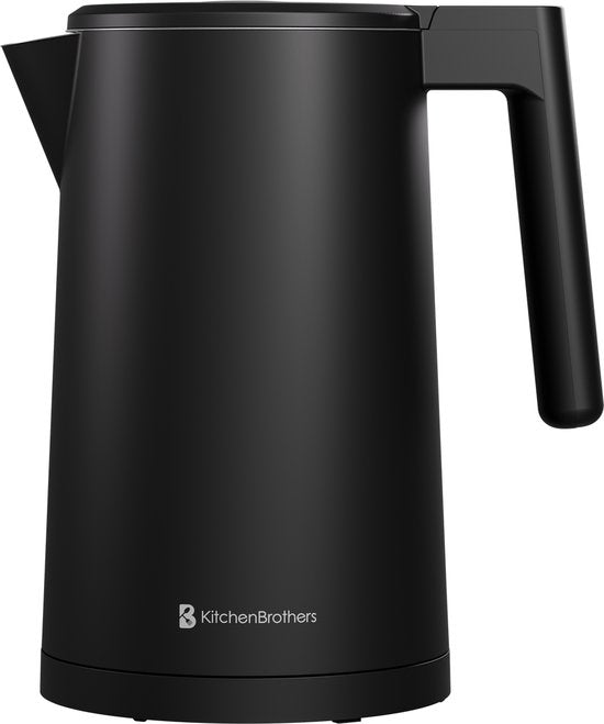 KitchenBrothers Wasserkocher - 1.7L - Mit Temperaturregelung - Elektrisch - Warmhaltefunktion - Display - Doppelwandig - Cool-touch - 2200W - Schwarz