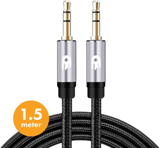 Drivv. AUX-Kabel 3,5 mm - Audiokabel - vergoldet - Stecker auf Stecker - Silber - 1,5 Meter