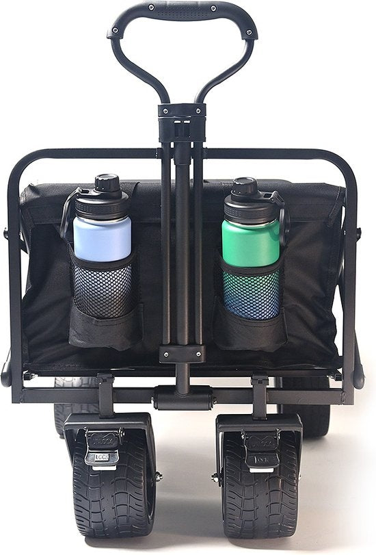 FlinQ Wagon - Zusammenklappbar - Schwenkbare Räder - 130KG Tragfähigkeit - 100L Fassungsvermögen - Schwarz