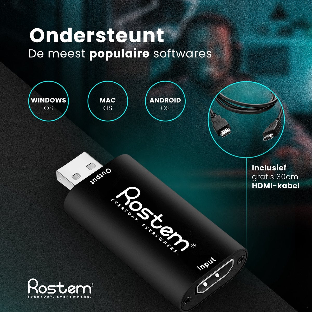 Rostem Capture Card HDMI zu USB - Video Game Capture geeignet für PlayStation, Xbox, Nintendo, Windows, MAC - Game Capture