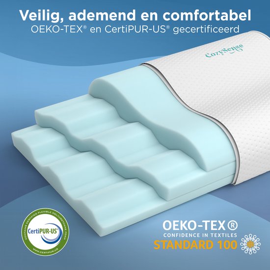 CozySense® Ergonomisches Kissen - Verstellbares Memory-Foam-Kissen - Memory-Foam-Schlafkissen - Seiten-, Rücken- und Bauchschläfer - 3-Schicht-System - Orthopädisch - Bambusbezug
