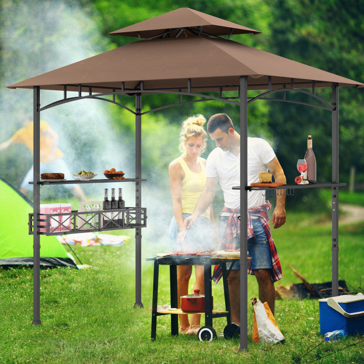 Coast 242 x 153 cm Brauner Grill-Gazebo mit 2 Beistelltischen und 10 Haken