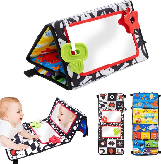 MontiPlay® Bauchtrainer Baby - Kussbuch Baby - Babyspielzeug 6 Monate - Lernspielzeug - Tummy Time - Montessori - Sensorik