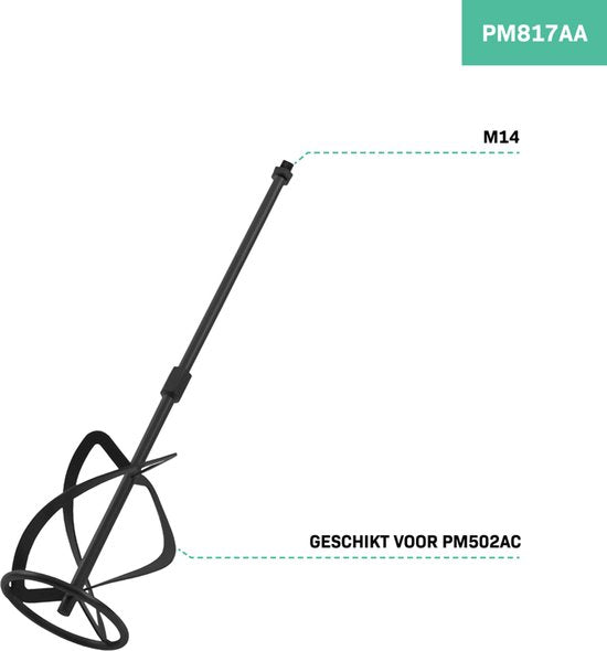 VONROC Rührstab 140 x 600 mm – geeignet für den Farb-/Zementmischer PM502AC