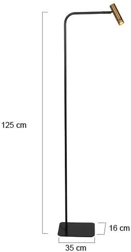 Stehlampe Lumo 4607BR – moderne schwarze Leselampe mit bronzefarbenen Akzenten, höhenverstellbar und dimmbar, Mexlite