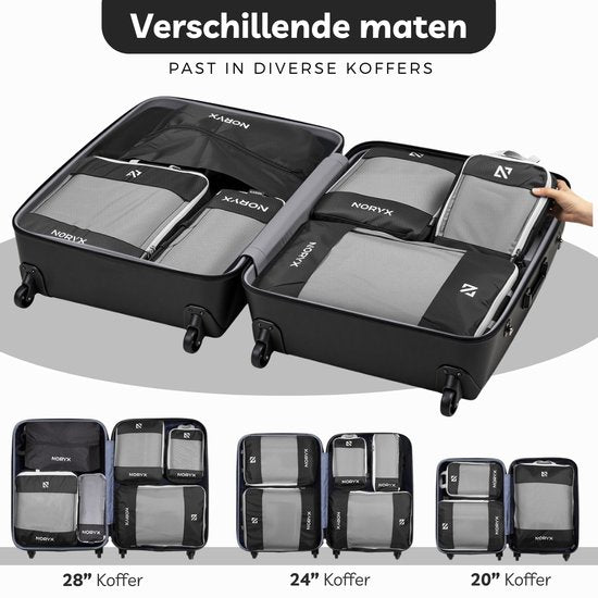 Noryx Packwürfel 6-teiliges Set - mit Kompressionsreißverschlüssen - Koffer- & Rucksack-Organizer-Set - Reisekompression - Gepäck-Organisatoren - Kompressions-Kleiderwürfel