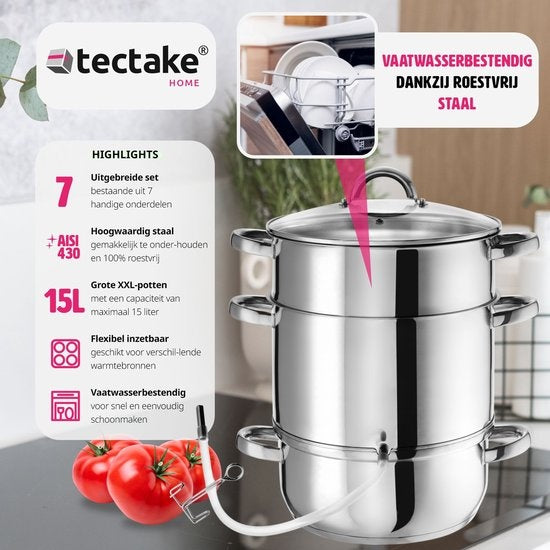 tectake Dampf-Extraktor - Ã˜ 26 cm - Edelstahl - Induktion