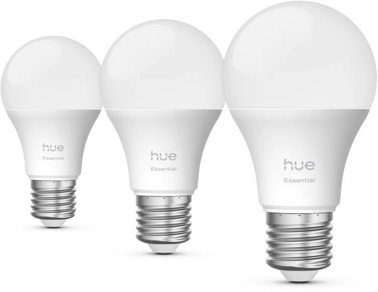 Philips Hue Essential LED-Lampe – E27-Fassung – enthält 3 Lampen – einstellbares weißes und farbiges Licht – Standard-Lampenform – intelligente Beleuchtung