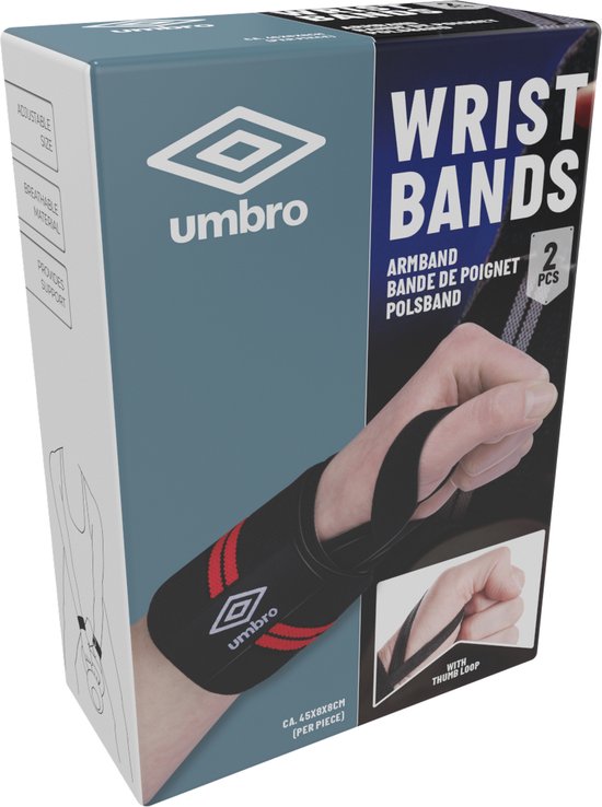 Umbro Handgelenkstützen - 2 Stück - Für Fitness, Crossfit und Krafttraining - Rot/Schwarz
