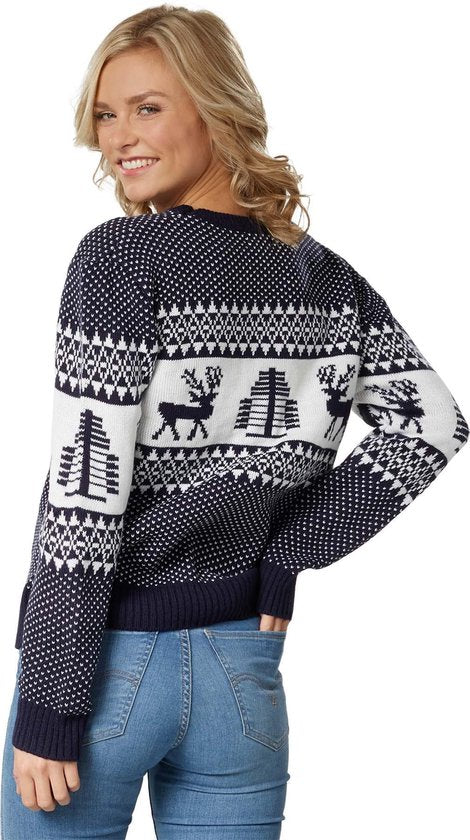 dressforfun - Weihnachtspulli Winter Wonderland blau-weiß für Damen L - kostüm kostüm halloween verkleiden partywear karneval kostüm karneval partywear - 303352