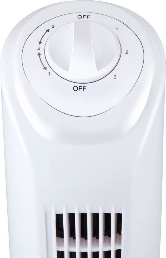 Lifetime Air Turmventilator – Ventilator mit 3 Geschwindigkeitsstufen – Schwenkbarer Standventilator – Bodenventilator 55 dB - Perfekt für Schlafzimmer und Büro - Netzkabel 1,5 m - 81 x 22 cm - Weiß