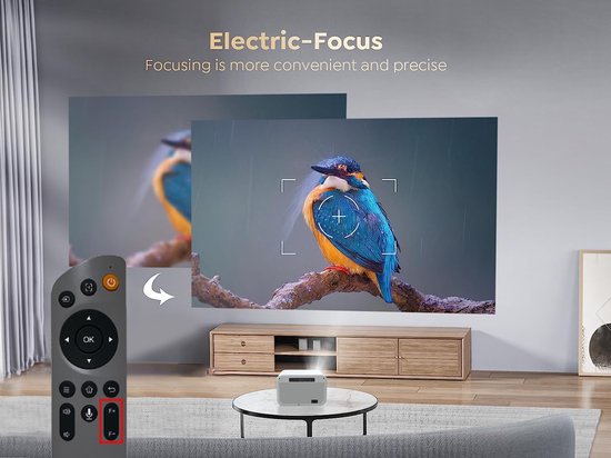 Fuegobird A11 Smart Beamer - 1080P Full HD Projektor - Android TV 9.0 - 200 ANSI - Streaming mit IOS & Android - Elektrischer Fokus und Trapezkorrektur - 1GB RAM+8GB ROM - 2.4G/5G WiFi - BT5.0 - Netflix/Prime Video/Youtube - Weiß