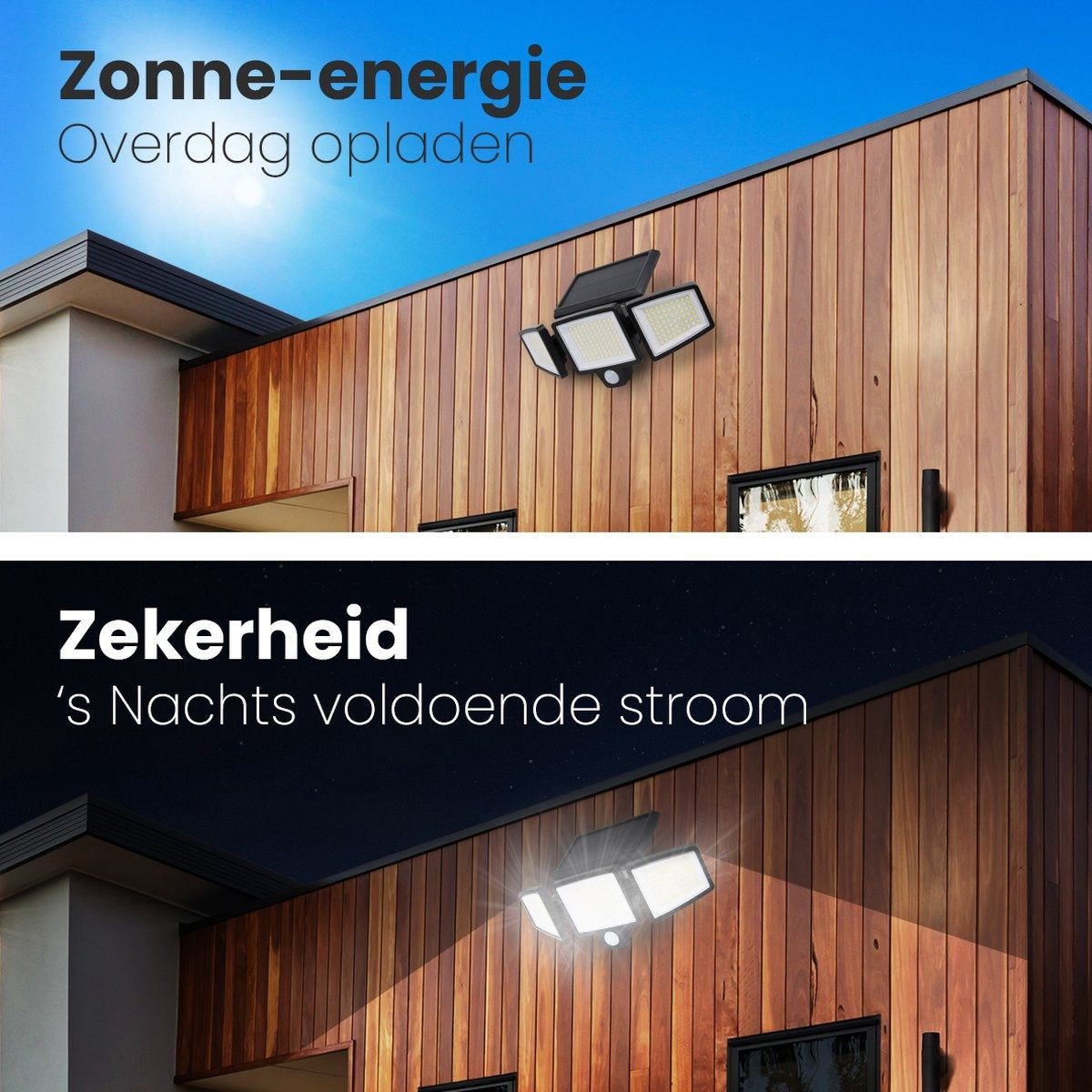 Auronic Solar Außenleuchte mit Bewegungssensor - Wandleuchte mit Sensor - Solar - 210 LEDs - IP65 - Schwarz