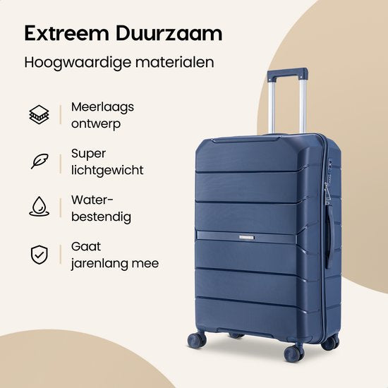 SKYCASES Urban Adventurer - Handgepäckkoffer - Zahlenschloss - 44L - Spinner-Räder - Reisekoffer mit Gepäckschloss - leichter Trolley - Dunkelblau
