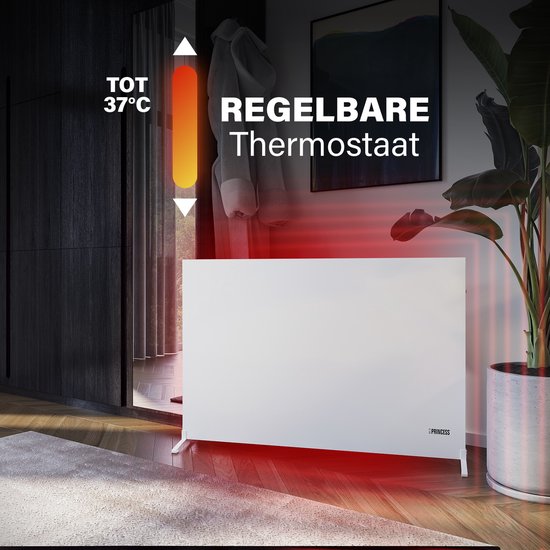 Infrarot-Heizpaneel – Princess Elektroheizung 540 W – 60 x 90 cm – Infrarot-Heizung – Infrarot-Heizpaneel 348254 – Smart – WLAN – mit App – Freistehend/Wandmontage – Energieeffizient – Bewegliches Infrarot-Heizpaneel – Weiß – Rahmenlos