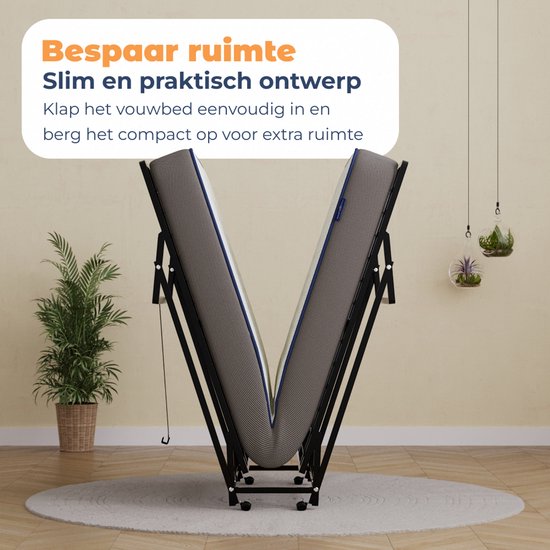 Best Life Klappbett 90 x 200 – Klappbares Gästebett – Klappbett mit Matratze – Einzelbett – Faltbett – inkl. Aufbewahrungshülle