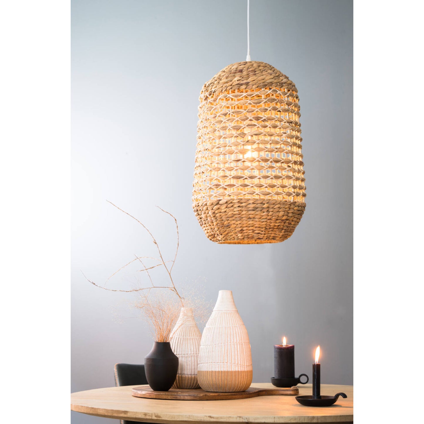 Light & Living Hängeleuchte Tripoli – Ø 37,5 cm – Geflochtenes Rattan in Natur/Braun – Moderne runde Leuchte für Wohn- und Esszimmer – Ohne Leuchtmittel – E27-Fassung