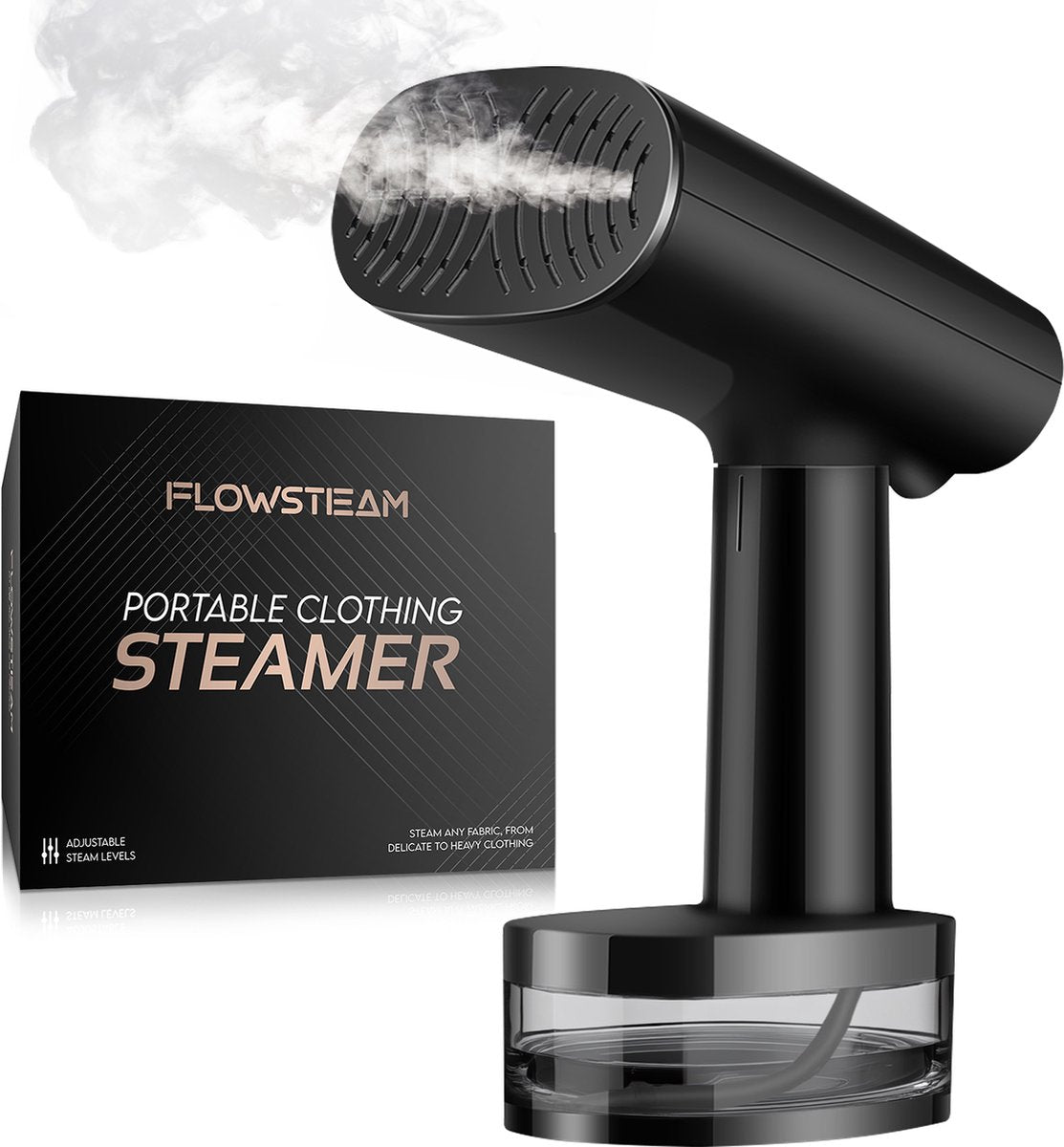 FLOWSTEAM® Luxury Clothes Steamer - Kabellänge 165cm - Matte Black Edition