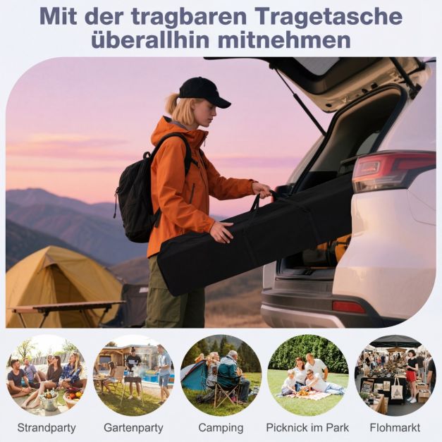 Coast Pop-Up-Partyzelt 290 × 290 cm – Zusammenklappbarer Pavillon mit 3 Höhenstufen, Tragetasche, Abspannleinen und Heringe – Schwarz