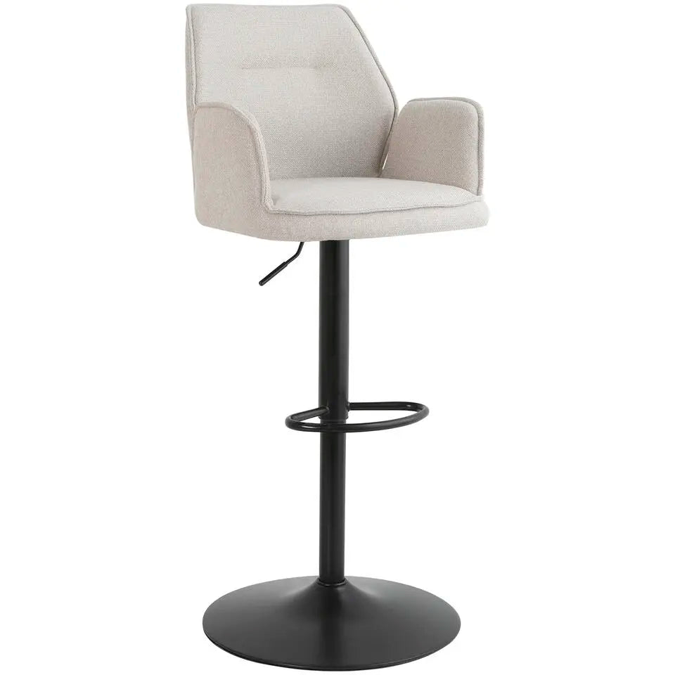 Barhocker Raffy Beige - verstellbar & drehbar - mit Armlehnen - bequemer Stoffsitz - modernes Design