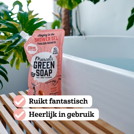 Marcel's Green Soap Duschgel-Nachfüllpackung – Argan & Oudh – 6 x 500 ml