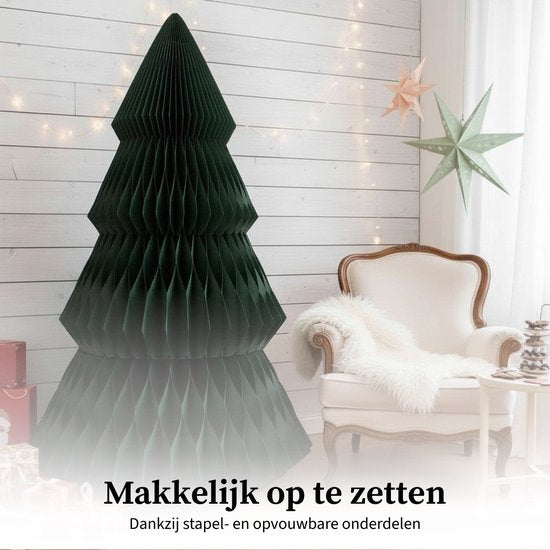 Mica Decorations Papier-Weihnachtsbaum – Zusammenklappbarer künstlicher Weihnachtsbaum – H 212 x Ø 120 cm – Weihnachtsdekoration – FSC Mix – Grün