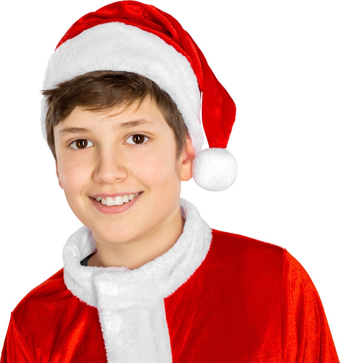 Dressforfun - Jungenkostüm Sint-Niklaas 10-12 Jahre - Vollkostüm mit Zipfelmütze, Oberteil, Hose, Gürtel und Stiefelstulpen - Größe 140