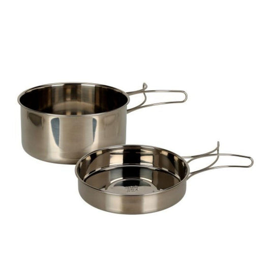 ML Edelstahl-Pfannenset Silber - 2-tlg. - Kompakte Pfannen mit klappbarem Griff
