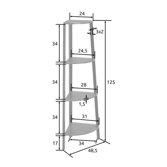 tectake - Eckkleiderschrank Newbridge 34x34x125cm - hellbraun - 404774