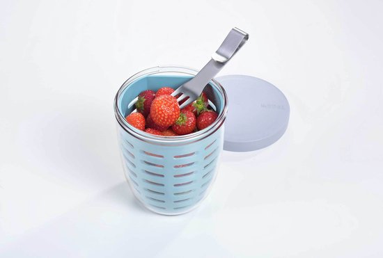 Mepal – Ellipse Obst- und Gemüseschale – 600 ml – inkl. Gabel – Nordic Blue
