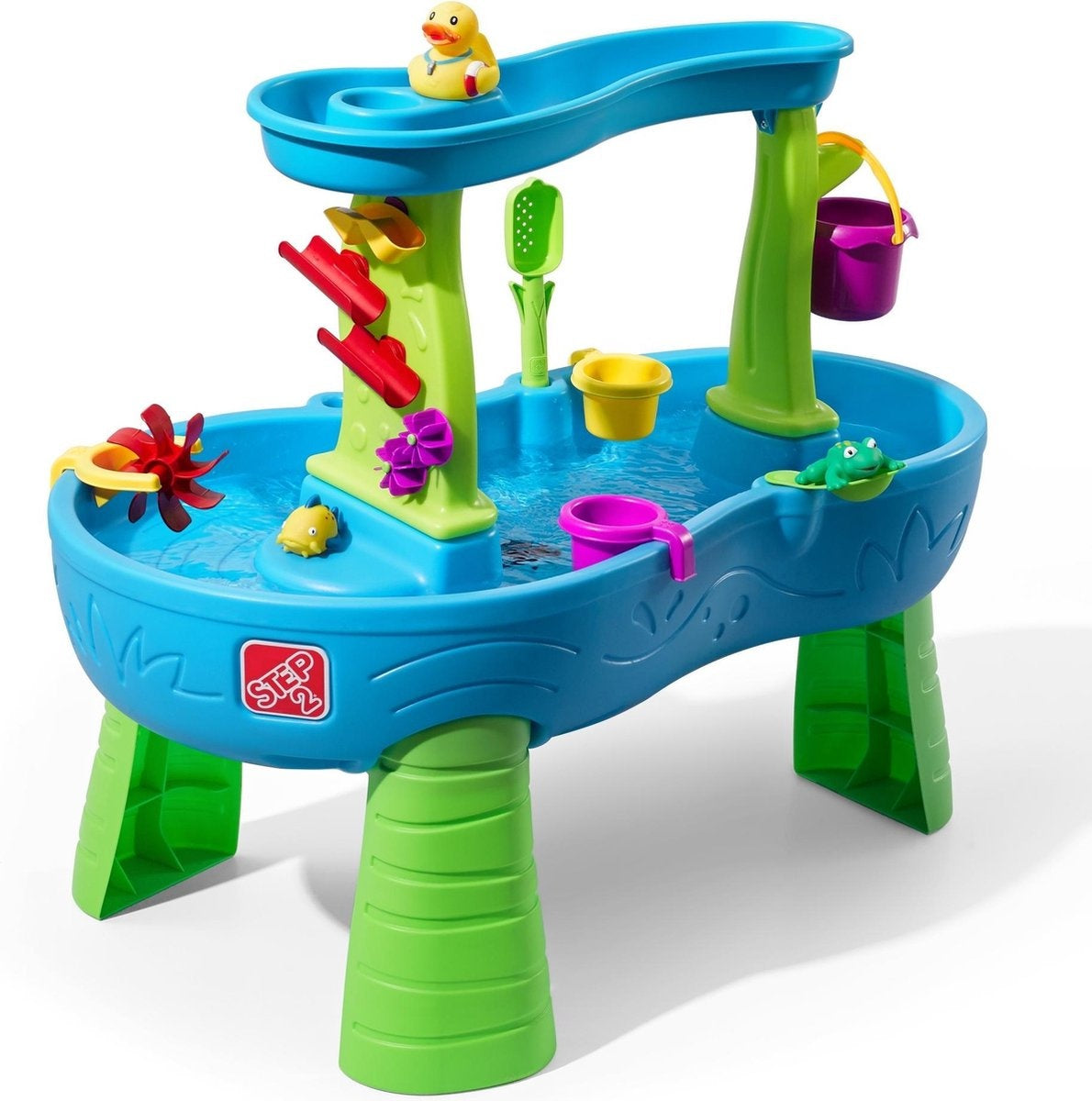 Step2 Rain Showers Splash Pond Wassertisch - Mit 13-teiligem Zubehörset - Wasserspielzeug für Kinder - Spieltisch mit Wasser für Garten/Außenbereich